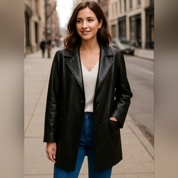 Preston & York Black Leather Jacket - Picture 1 of 16